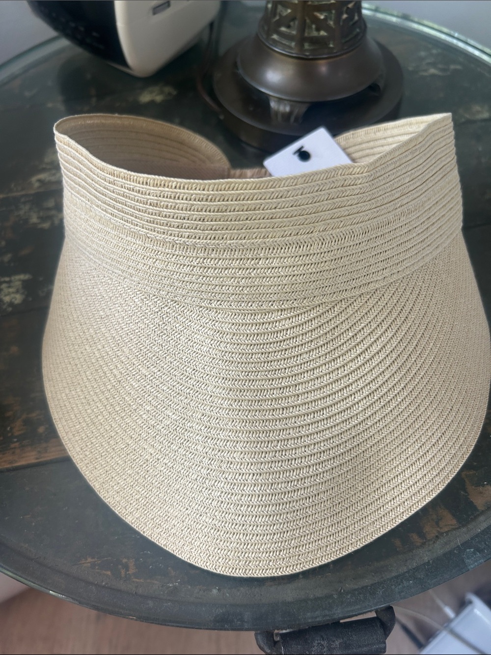 Women’s Beige Straw Visor Sun Hat